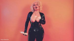 Latex MILF cowgirl and bondage hot pussy masturbation with foot fetish! Arya Grander