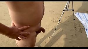 I fuck my busty Colombian stepmom on a nudist beach and she gives me a delicious oral with a happy ending!!