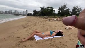 Babe Can I Cum On Your Tits? – Public Cock Flashing On The Beach