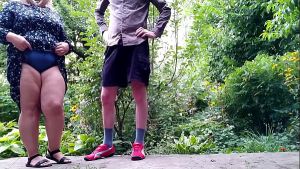 My mature mother-in-law pees standing up