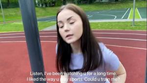 Sporty teen enjoys fucking after workout. Cum in pussy