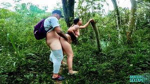 Fucking, blowjob and cum facial outdoors: I fuck my young student on the college trip, we have fun on the banks of a public river, after fucking her I fill her face with semen (cumshot)