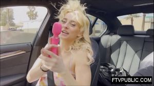 Amateur blonde public flashing and masturbation