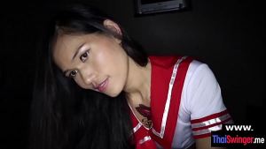 Real amateur Thai wifey in uniform gets crempied