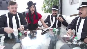 Horny gangbang queen takes triple anal while squirt floods the bed and pissing streams cover her skin in raw porn heat