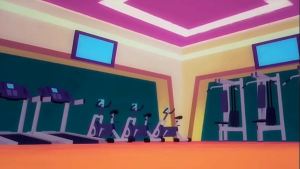 Boy and girl sex in gym.