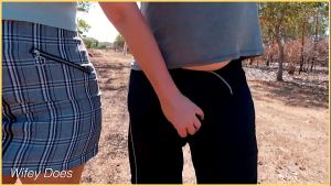 PREVIEW – Wife gets cum on her tits while gives amazing blow job in public