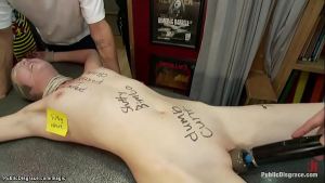 Filthy slut anal gangbanged in public