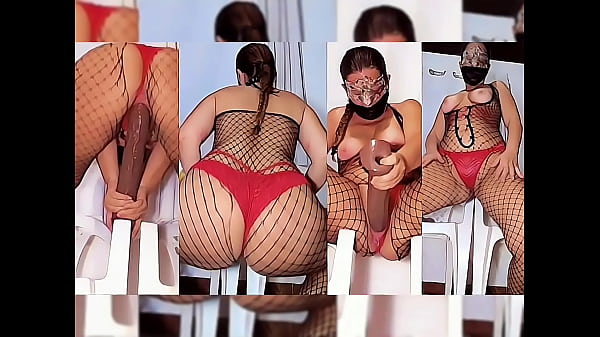 BITCH PLAYING HOT WITH BIG DILDO 38X6, BODYSUIT AND RED PANTIES, FULL VIDEO ON XVIDEO RED