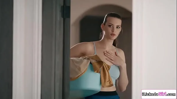 Lesbian couple invite brunette housekeeper to have threesome