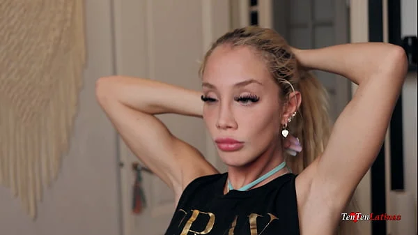 Blonde petite skinny barbie white girl blowjob and hardcore fuck