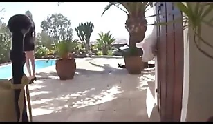 blowjob Delightful Divorced Wife Receives Creampie By Pool Cleaner creampie anal mature