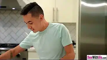 Bratty stepsister sucks my big dick instead of sucking and licking banana