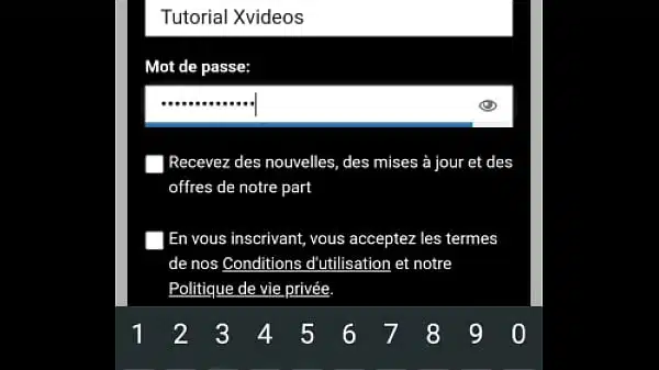 Création d’un compte Xvideos