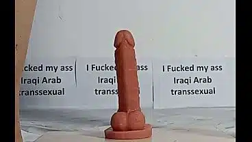 Iraqi Arab shemale, I fucked my asshole with a dildo in the squatting position