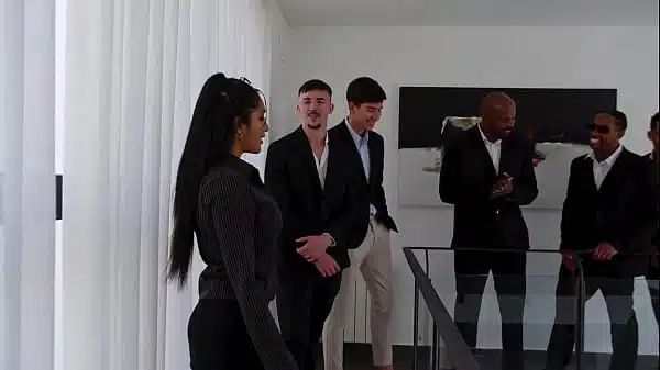 REAL ESTATE WHORE FINALLY GETS HER COLLEGE FANTASY GANGBANG!