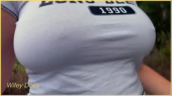 Wifey Is Braless in Public with Her Perfect Tits Flashed