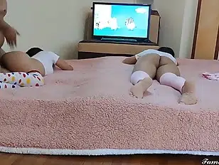 My 2 innocent stepdaughters Watching Pepa Pig Cartoons Part 2