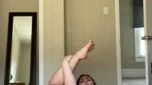 Red lingerie cutie is horny