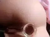 Amateur brunette chick toying her ass and pussy on webcam