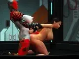 Young big tits brunette has rough anal sex with sex shemale