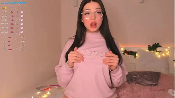 cute busty girl does a livestream