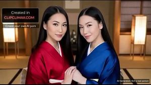 AI Gen Asian Kimono Babes Give Double BJ Then Fuck American Tourist in Hot FFM