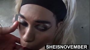 I’m Pumping Hot Cum Inside My Stepsister Throat Outside, Blonde Ebony Babe Msnovember Giving Kinky Stepbrother Oral-Sex Blowjob While His Erect Dick Ejaculate On Her Chin, Risky Dirty Taboo Stepfamily Fauxcest By Msnovember