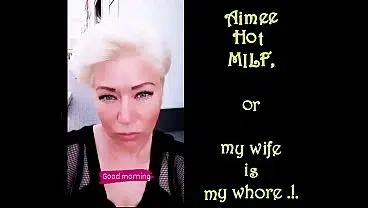 A mature woman with big saggy tits and a shaved pussy fucks herself with a sex toy in a solo video, after which her legitimate husband fucks her!
