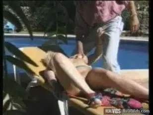 BBW blonde gets banged near pool