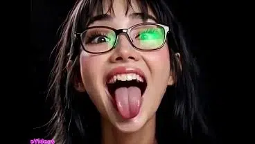 Beautiful Chinese girls show her tongue for you, Ai animation