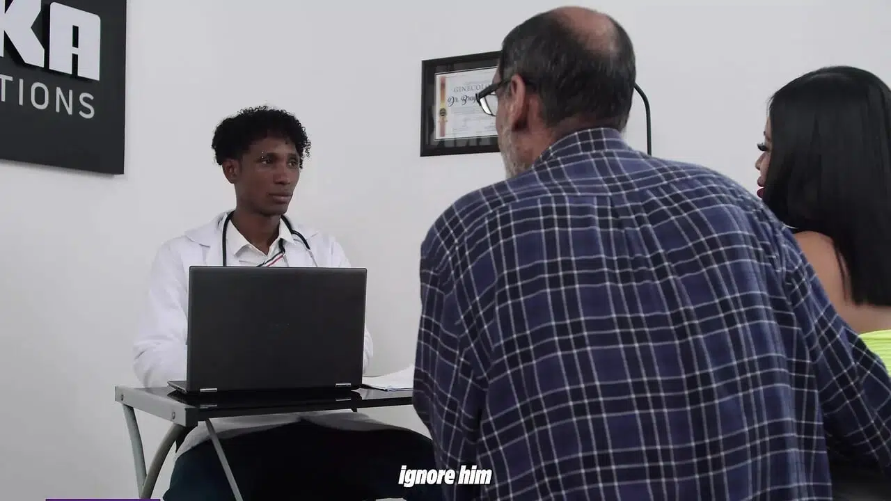 Busty Peruvian Latina cheats on her old husband with a brunette Gynecologist