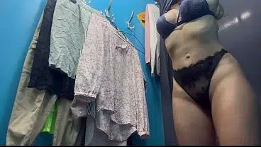 Dressing room. Hidden camera. Russian girl with big boobs and nipples