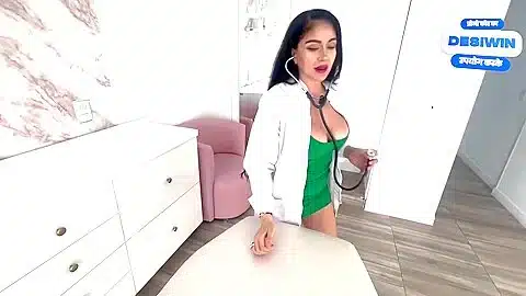 Hot mummy doctor plumbs patient’s throat to relief testicular ache during cowgirl POV.
