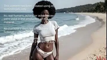 I pleased my stepdaughter trip to beach and my big white cock[AI]