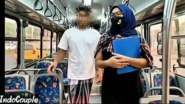 Muslim wife come from University alone in the bus Stranger start fuck her on hijab