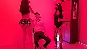 Shy Birthday Boy Gets A Sensual Dance From Two Sluts In Lingerie