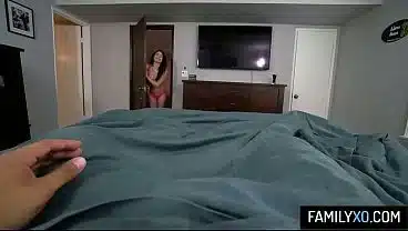 Slutty milf stepmom Krissy Lynn fucks with her stepson behind her husband’s back