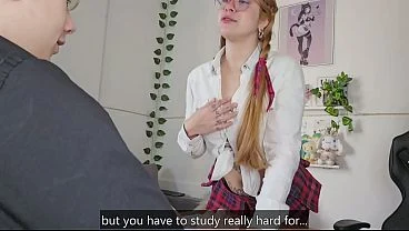 Student babe will do anything to get a good grade