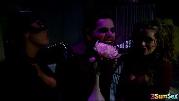 Two Leathered Babes in a Prison Threesome Delight