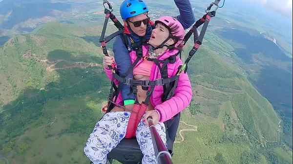 Wet Pussy SQUIRTING IN THE SKY 2200m High In The Clouds while PARAGLIDING