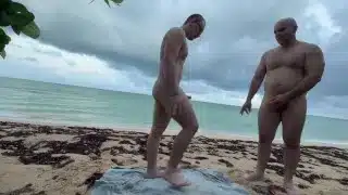 Hot fuck at the beach and breading our holes with huge loads