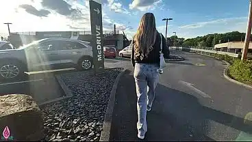 Pick Up An Easy Girl In Front Of McDonalds Because She Wears A Sex Toy In Public