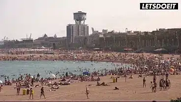 Public Pickup on a Crowded Beach Promenade… Tanned Brunette Agrees to Go Home and Get Fucked by a Stranger