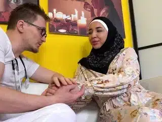 The doctor needs to taste a hairy Arab pussy