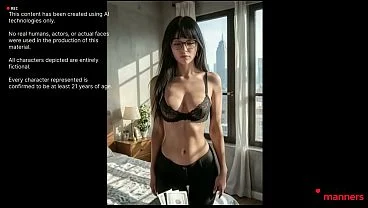 A brunette in glasses gave herself up for money [AI]