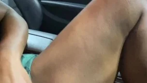 ALMOST CAUGHT – PUBLIC MASTURBATION EBONY IN CAR AT GAS STATION