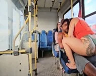 Amateur BBW Public Bus Blowjob Creampie Caught