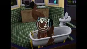 Arranged group sex in the bathroom with two girls | 3D game, sims 3 sex