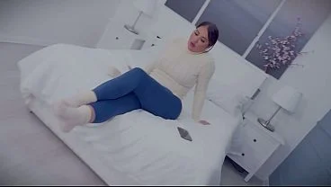 Brunette girl next door with huge boobs hogtied bound gagged with tape and totally helpless in her tight bondage BDSM pantyhose encasement EP